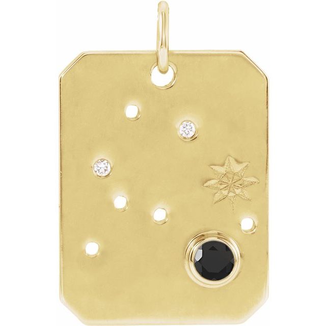 14K Yellow Gold Round 2.5 Mm I1, G-H Polished .01 Ctw Natural Diamond Zodiac Constellation Pendant
