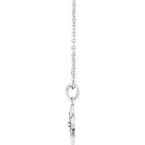 14K White Gold Round 1.3Mm G-H I1 .01 Ct Natural Diamond Snowflake Necklace, Length: 18 In