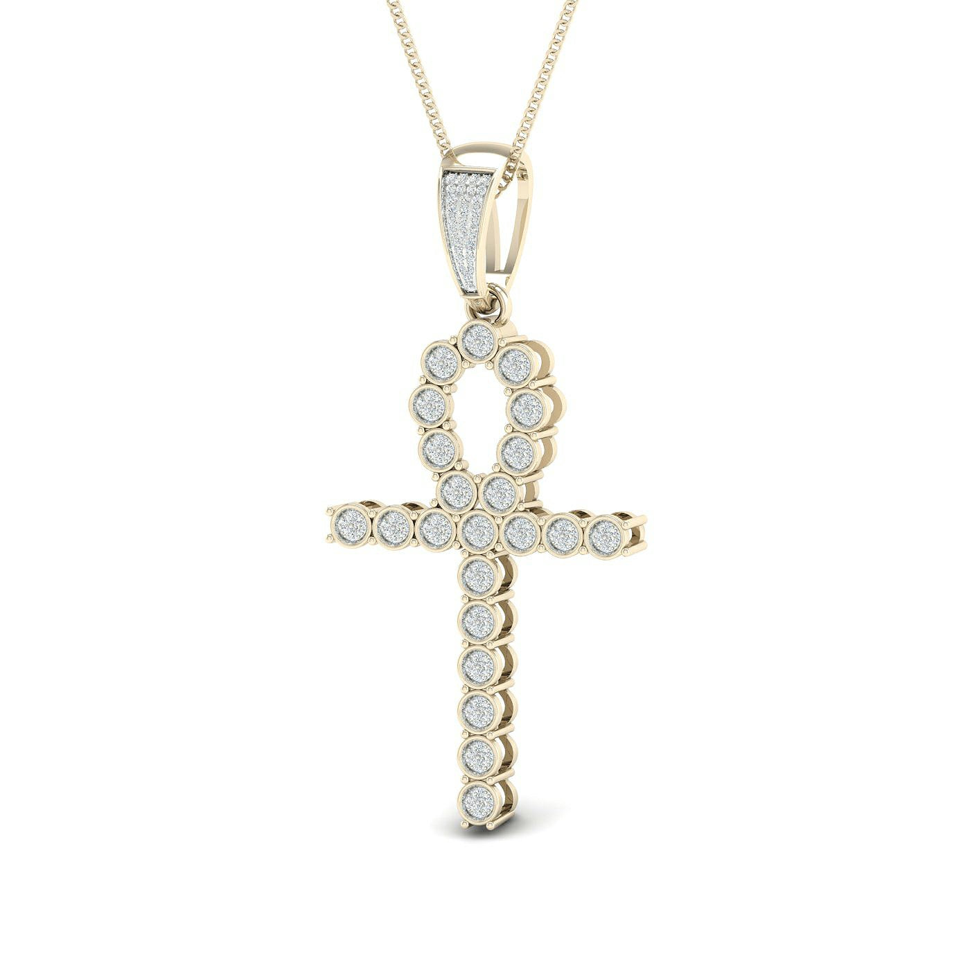 10K Yellow Gold 0.36 Cttw Diamond Ankh Pendant