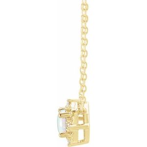 14K Yellow Or White Or Rose Gold Or Sterling Silver 4.5 Mm Polished .04 CTW I2, H+ Natural Diamond Halo-Style 18" Necklace