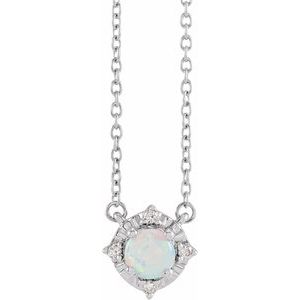 14K Yellow Or White Or Rose Gold Or Sterling Silver 4.5 Mm Polished .04 CTW I2, H+ Natural Diamond Halo-Style 18" Necklace