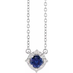 14K Yellow Or White Or Rose Gold Or Sterling Silver 4.5 Mm Polished .04 CTW I2, H+ Natural Diamond Halo-Style 18" Necklace