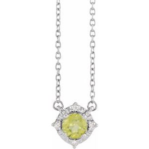 14K Yellow Or White Or Rose Gold Or Sterling Silver 4.5 Mm Polished .04 CTW I2, H+ Natural Diamond Halo-Style 18" Necklace
