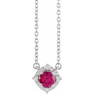 14K Yellow Or White Or Rose Gold Or Sterling Silver 4.5 Mm Polished .04 CTW I2, H+ Natural Diamond Halo-Style 18" Necklace