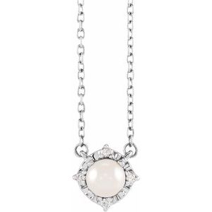 14K Yellow Or White Or Rose Gold Or Sterling Silver 4.5 Mm Polished .04 CTW I2, H+ Natural Diamond Halo-Style 18" Necklace