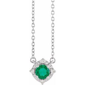 14K Yellow Or White Or Rose Gold Or Sterling Silver 4.5 Mm Polished .04 CTW I2, H+ Natural Diamond Halo-Style 18" Necklace