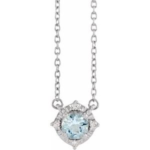 14K Yellow Or White Or Rose Gold Or Sterling Silver 4.5 Mm Polished .04 CTW I2, H+ Natural Diamond Halo-Style 18" Necklace