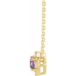 14K Yellow Or White Or Rose Gold Or Sterling Silver 4.5 Mm Polished .04 CTW I2, H+ Natural Diamond Halo-Style 18" Necklace