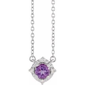 14K Yellow Or White Or Rose Gold Or Sterling Silver 4.5 Mm Polished .04 CTW I2, H+ Natural Diamond Halo-Style 18" Necklace