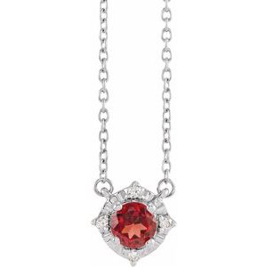 14K Yellow Or White Or Rose Gold Or Sterling Silver 4.5 Mm Polished .04 CTW I2, H+ Natural Diamond Halo-Style 18" Necklace