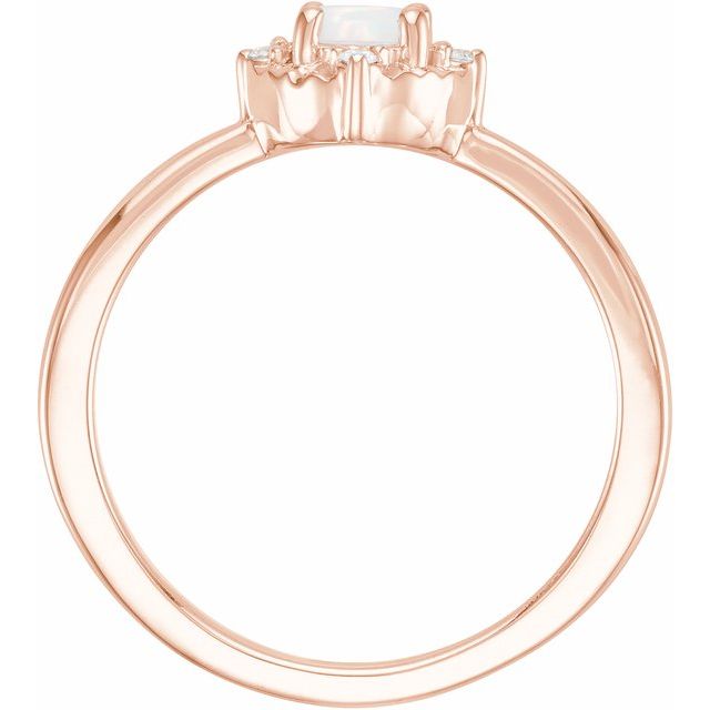 14K Rose Gold Or Sterling Silver Round 4.5 Mm I2, H+ Polished Lab-Grown Gemstone And .04 Ctw Natural Diamond Ring