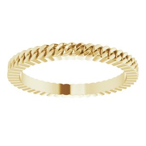 14K Yellow Gold 2 Mm Polished Ladies Chain Link Inspired Band Size 5.5