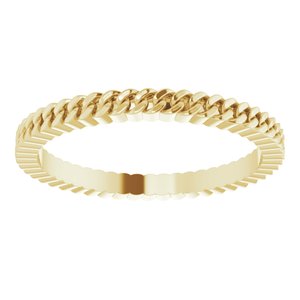 10K Yellow Gold 2 Mm Polished Ladies Chain Link Inspired Band Size 7.5