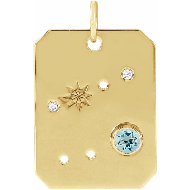 14K Yellow Gold Round 2.5 Mm I1, G-H Polished .01 Ctw Natural Diamond Zodiac Constellation Pendant