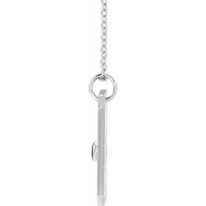 Sterling Silver Zodiac Sagittarius Round 2.5 Mm G-H I1 Natural Amethyst And .01 Ctw Natural Diamond Zodiac Constellation Necklace, Length: 18 In