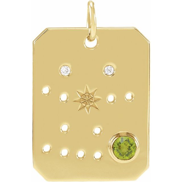 14K Yellow Gold Round 2.5 Mm I1, G-H Polished .01 Ctw Natural Diamond Zodiac Constellation Pendant