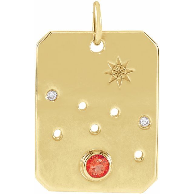 14K Yellow Gold Round 2.5 Mm I1, G-H Polished .01 Ctw Natural Diamond Zodiac Constellation Pendant