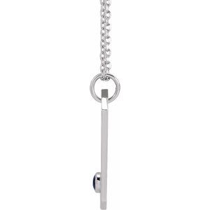 Sterling Silver Zodiac Capricorn Round 2.5 Mm G-H I1 Natural Blue Sapphire And 0.01 Ctw Natural Diamond Zodiac Constellation Necklace, Length: 18 In