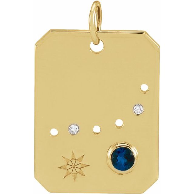 14K Yellow Gold Round 2.5 Mm I1, G-H Polished .01 Ctw Natural Diamond Zodiac Constellation Pendant