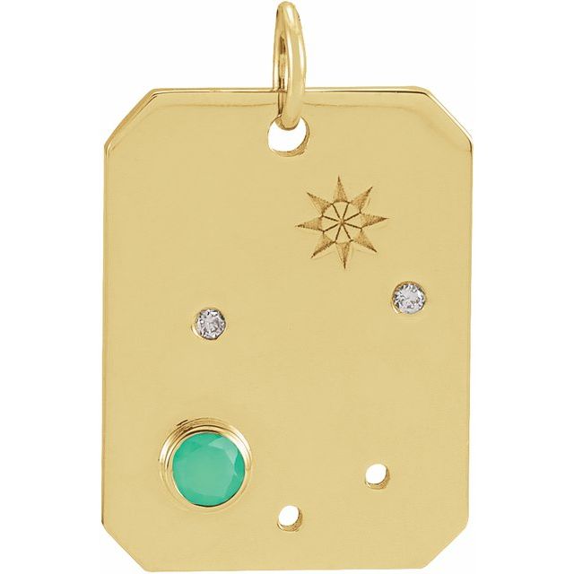 14K Yellow Gold Round 2.5 Mm I1, G-H Polished .01 Ctw Natural Diamond Zodiac Constellation Pendant