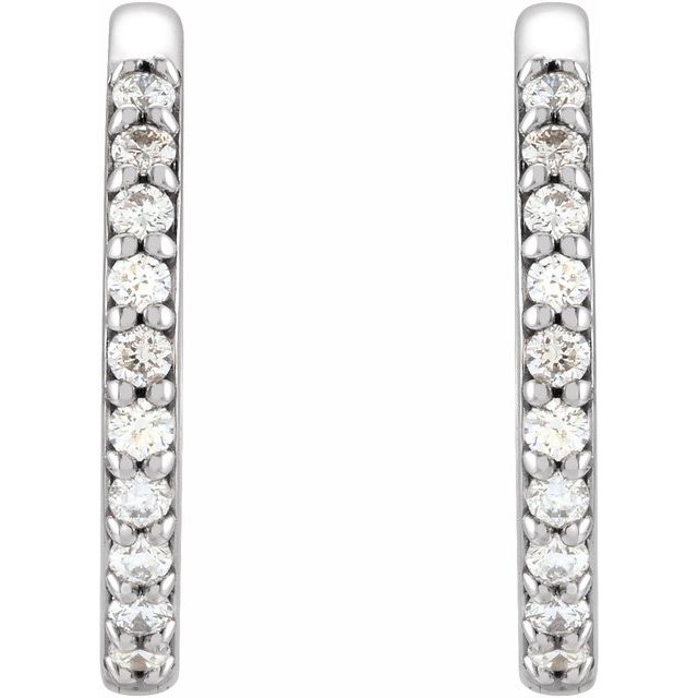 14K Yellow Or White Or Rose Gold Or Sterling Silver Or Platinum Round 1.3Mm Hinged Polished Natural Diamond Hinged Hoop Earrings