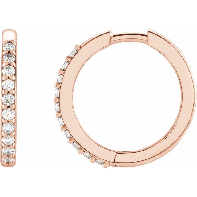 14K Yellow Or White Or Rose Gold Or Sterling Silver Or Platinum Round 1.3Mm Hinged Polished Natural Diamond Hinged Hoop Earrings