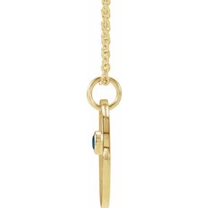 14K Yellow Gold Zodiac Capricorn Round 2.5 Mm Natural Blue Sapphire Zodiac Necklace, Length: 18 In