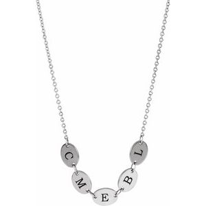 Sterling Silver 5 Disc 7 X 5 Mm 18 In Polished Engravable Oval Disc Family Necklace
