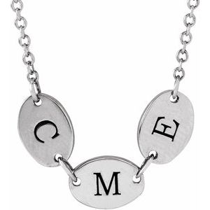 14K White Gold 3 Disc 7 X 5 Mm 18 In Polished Engravable Oval Disc Family Necklace