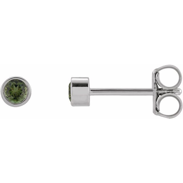 14K Yellow Or White Or Rose Gold Or Platinum Pair Friction Polished Natural Micro Bezel-Set Earrings