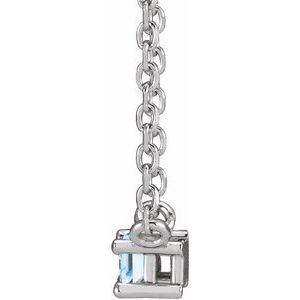 Sterling Silver Straight Baguette 4 X 2 Mm Natural Sky Blue Topaz 4-Prong Solitaire Necklace, Length: 18 In