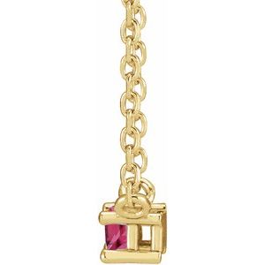 14K Yellow Gold Straight Baguette 4 X 2 Mm Natural Pink Tourmaline 4-Prong Solitaire Necklace, Length: 18 In