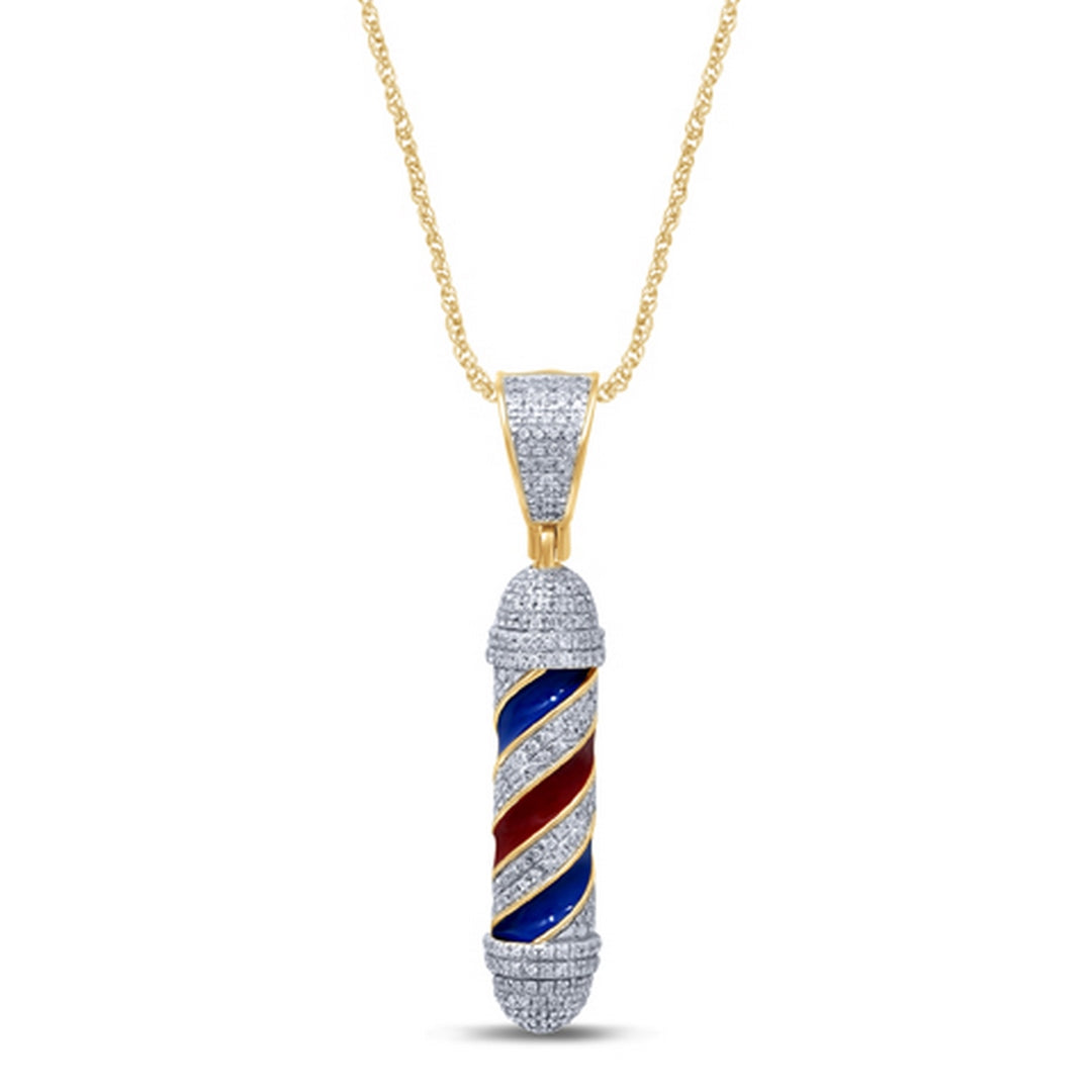 10K White Gold 0.34 Cttw Diamond "Barber Pole" Charm