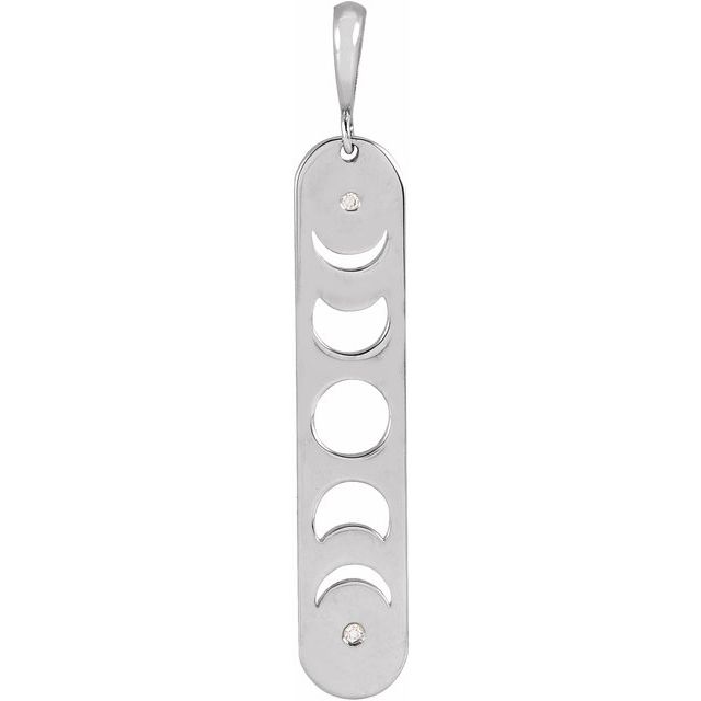 14K Yellow Or White Gold Or Sterling Silver Round 1Mm I1, G-H Polished .01 Ctw Natural Diamond Moon Phases Bar Pendant
