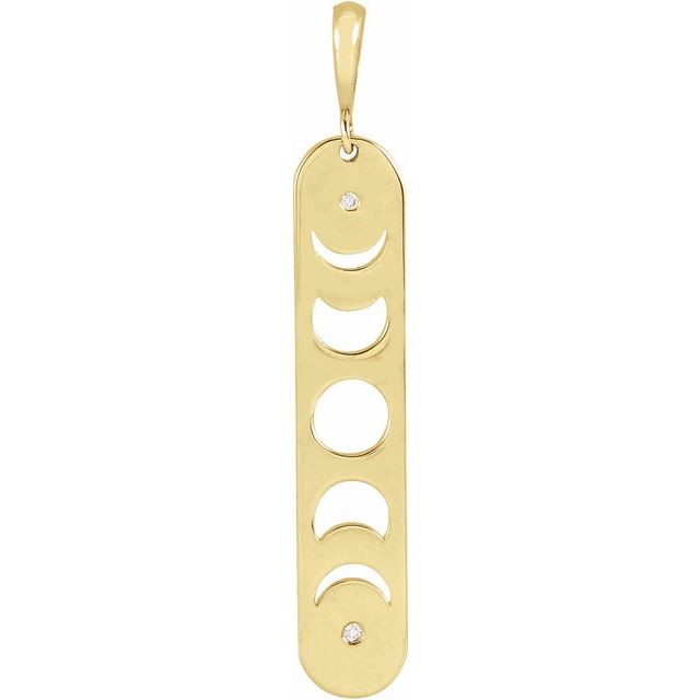 14K Yellow Or White Gold Or Sterling Silver Round 1Mm I1, G-H Polished .01 Ctw Natural Diamond Moon Phases Bar Pendant