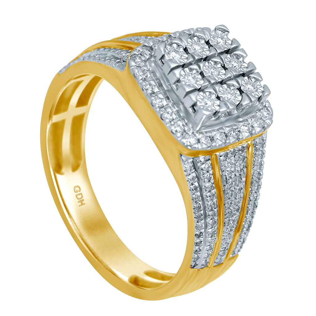 10K Yellow Gold 0.47-0.53 Cttw Diamond Mens Rings