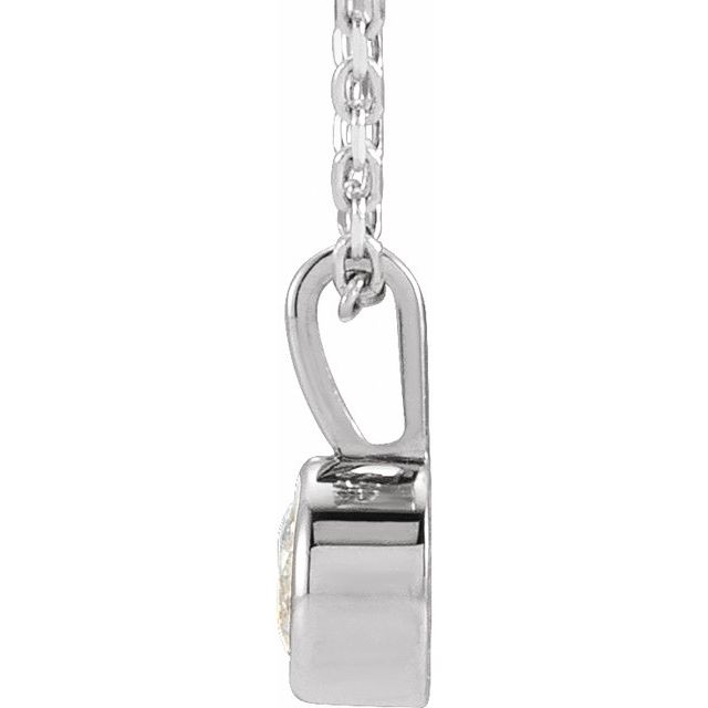 14K White Gold Round 4Mm I1, G-H 16-18 In Polished 1/4 Ct Natural Diamond Solitaire Bezel-Set Necklace