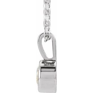14K White Gold Round 4Mm Gh Si1-Si2 1/4 Ct Lab-Grown Diamond Solitaire Bezel-Set Necklace, Length: 18 In