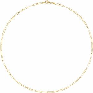 14K Yellow Or White Or Rose Gold Or Sterling Silver 2.6 mm Lobster Clasp Polished Paperclip-Style Chain