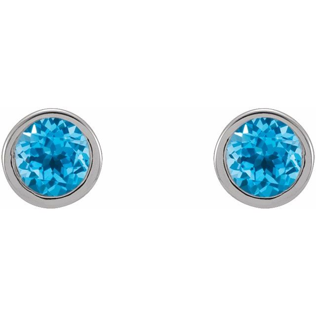 14K Yellow Or White Or Rose Gold Or Platinum Pair Friction Polished Natural Micro Bezel-Set Earrings