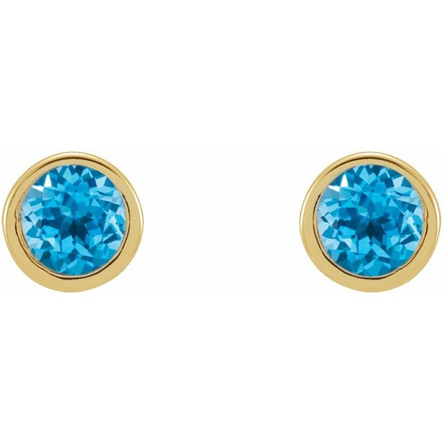 14K Yellow Or White Or Rose Gold Or Platinum Pair Friction Polished Natural Micro Bezel-Set Earrings