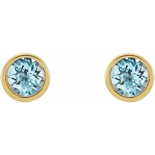 14K Yellow Or White Or Rose Gold Or Platinum Pair Friction Polished Natural Micro Bezel-Set Earrings