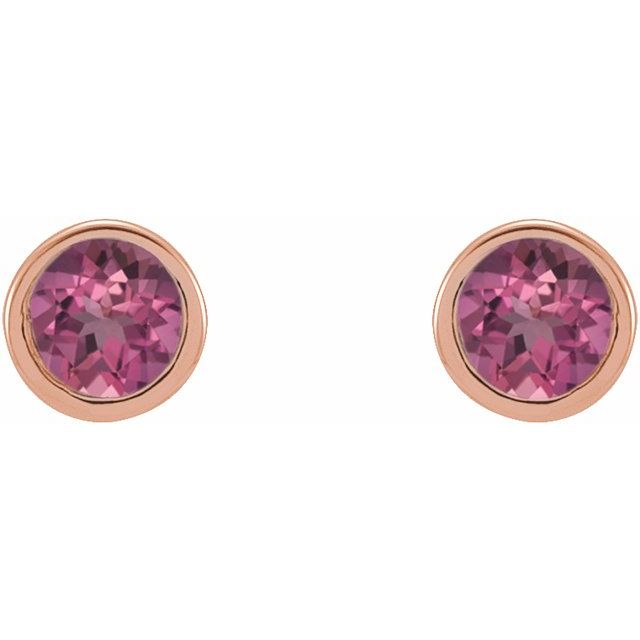 14K Yellow Or White Or Rose Gold Or Platinum Pair Friction Polished Natural Micro Bezel-Set Earrings