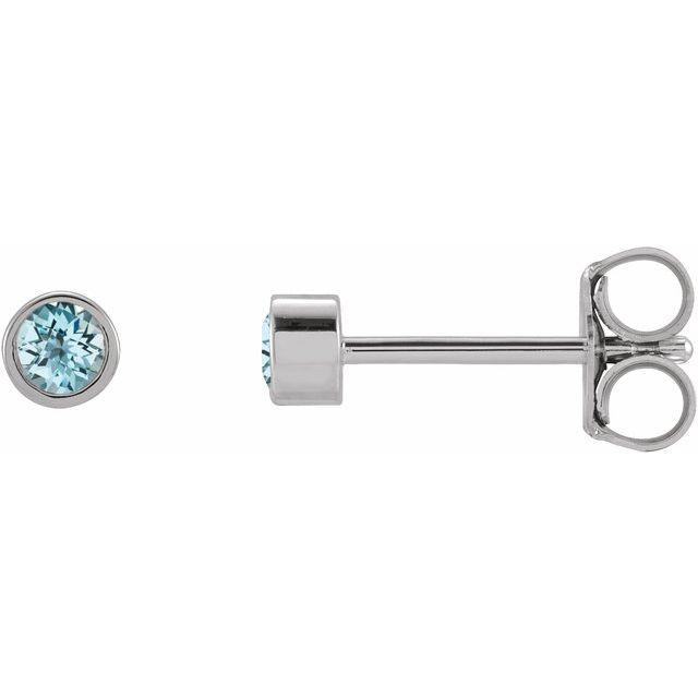 14K Yellow Or White Or Rose Gold Or Platinum Pair Friction Polished Natural Micro Bezel-Set Earrings