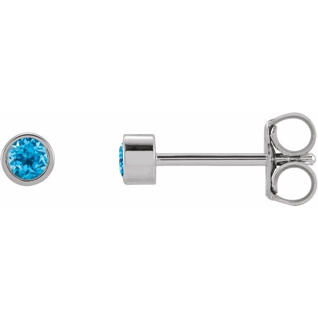 14K Yellow Or White Or Rose Gold Or Platinum Pair Friction Polished Natural Micro Bezel-Set Earrings