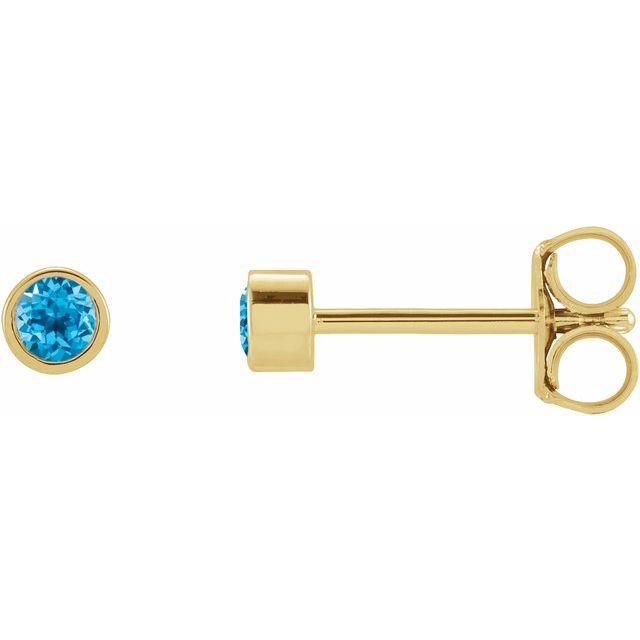 14K Yellow Or White Or Rose Gold Or Platinum Pair Friction Polished Natural Micro Bezel-Set Earrings