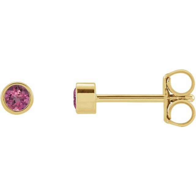 14K Yellow Or White Or Rose Gold Or Platinum Pair Friction Polished Natural Micro Bezel-Set Earrings