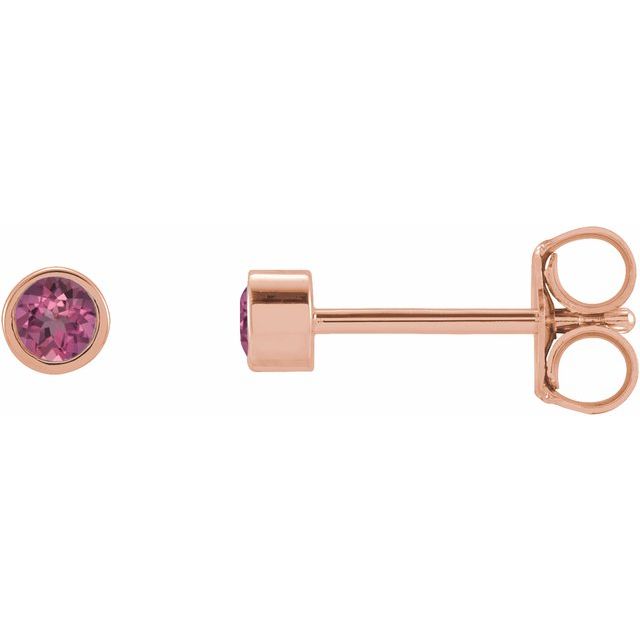 14K Yellow Or White Or Rose Gold Or Platinum Pair Friction Polished Natural Micro Bezel-Set Earrings