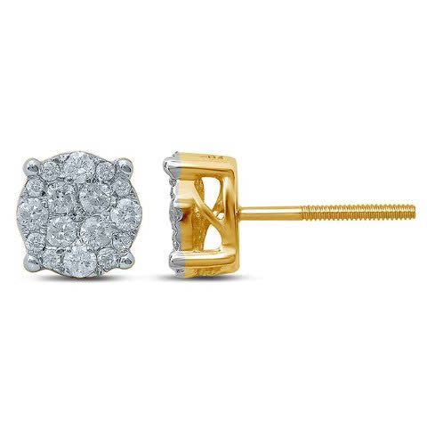 10K Yellow Gold 0.47-0.54 Cttw Diamond Super Flower Earring