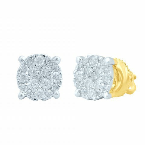 10K Yellow Gold 0.33-0.40 Cttw Diamond Super Flower Earring